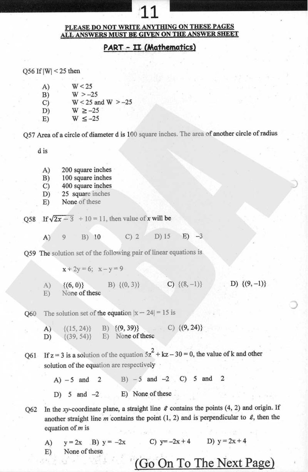 Picture of: BBA – Maths – Past Entry Test Papers of IBA