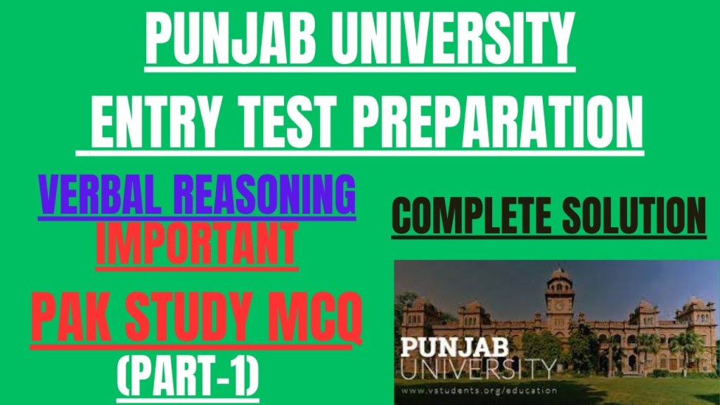 Picture of: PUNJAB UNIVERSITY ENTRY TEST PREPARATION : : IMP. PAK STUDY MCQ  PRACTICE  FOR SUCCESS.